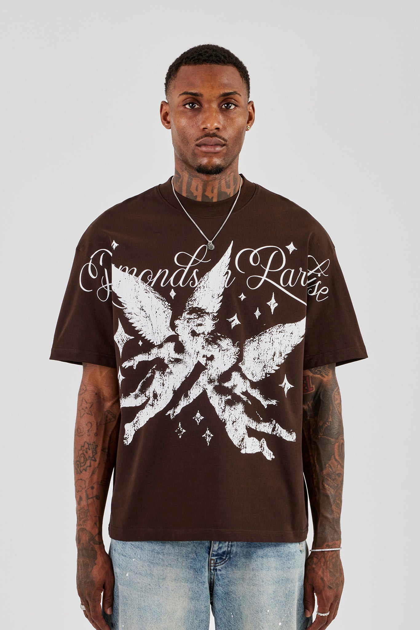 Diamonds In Paradise Oversized T-Shirt - Chocolate